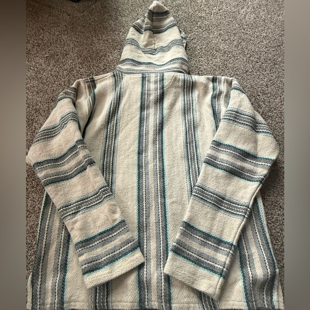 Ron Jon Senor Lopez Stripe Long Sleeve Baja Mexican Hoodie Poncho Size M - Picture 10 of 11